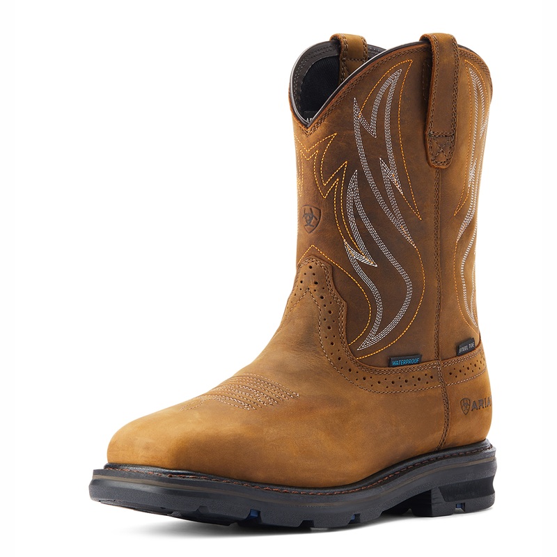 10044544 Ariat Men’s Sierra Shock Shield H2O Work Boot – Distressed Brown