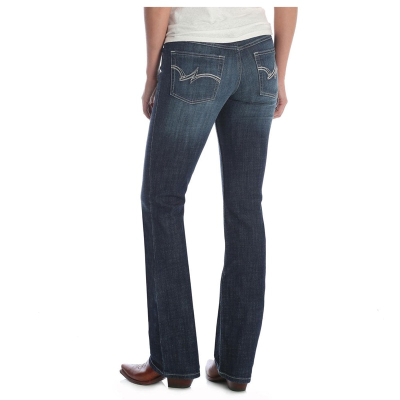 09MWZDO Wrangler Women’s Mae Mid Rise Boot Cut Jean – Dark Blue