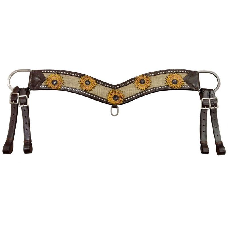 #177247: Showman  Hand Painted Sunflower tripping collar with Burlap Inlay