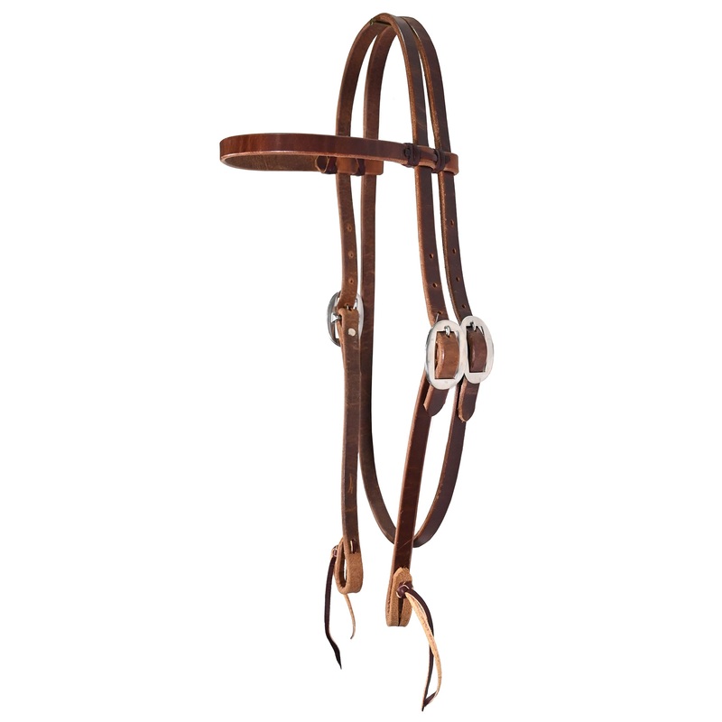 Billy Cook Saddlery 5/8″ Harness Leather Browband Headstall w/ Pineapple Knots