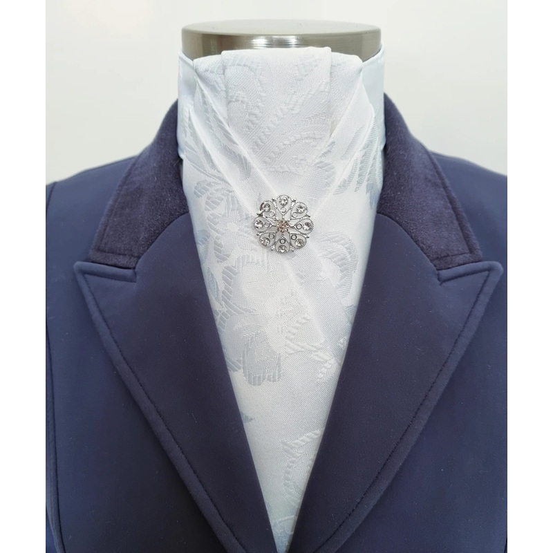 Cadenza~ White floral brocade with pleated center