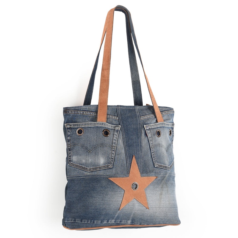 OHLAY KB531 TOTE 100% Cotton Demin Genuine Leather women bag western handbag purse