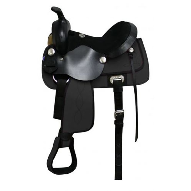 14″ Double T  Black Nylon Cordura Saddle with Suede Leather Seat and Leather Jockeys