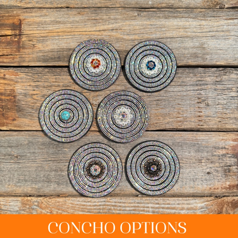 Black AB Circle Rhinestone Rosette – Assorted Conchos