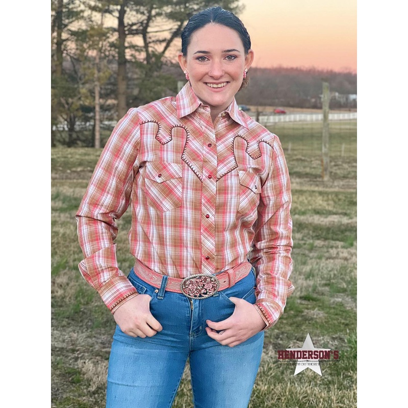 Cowgirl Legend Plaid ~ Coral~ Only Large, X-Large