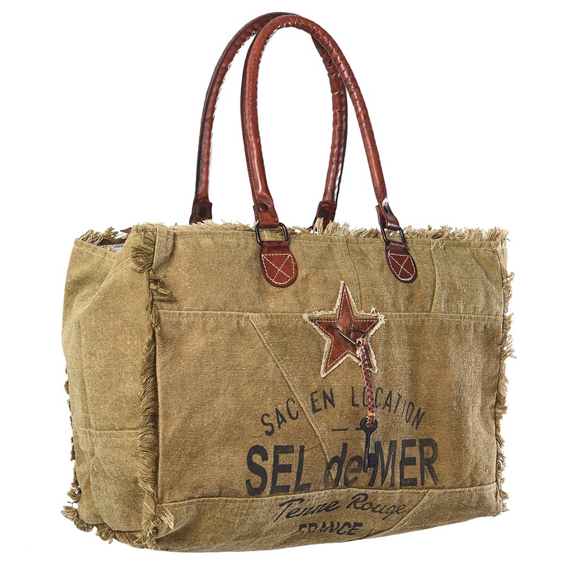 OHLAY KB331 TOTE Upcycled Canvas Genuine Leather women bag western handbag purse