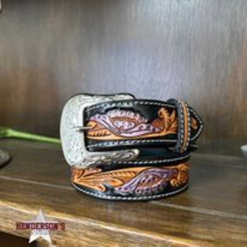 Youth Twisted X Floral Tooled Belt