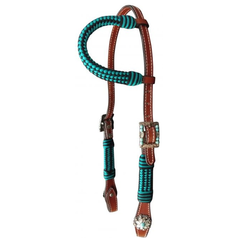 #14316: Showman  Medium Oil Ear Headstall with pro braid accents
