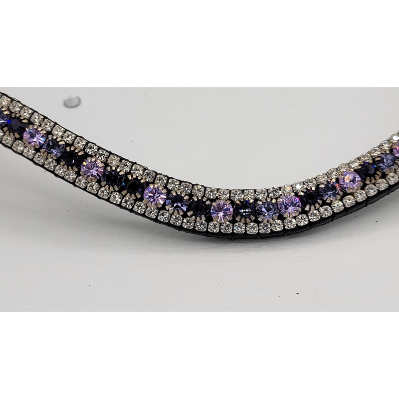 Violet, Tanzanite, Deep Tanzanite and Clear 3 Row Easy Snap Browband