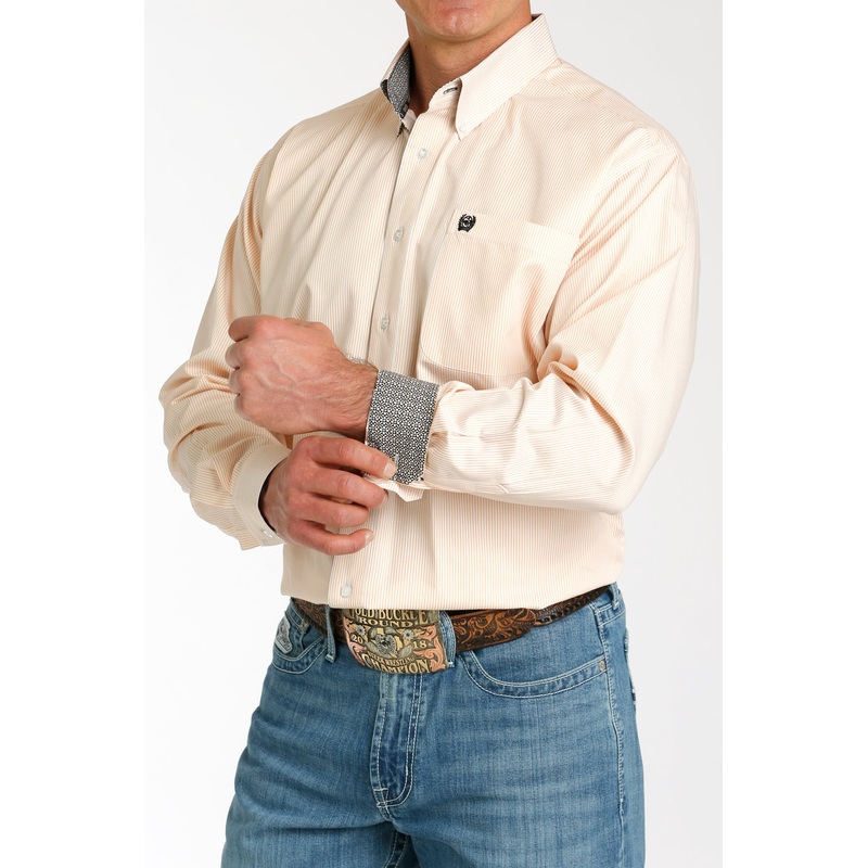 Mens Cinch LS Coral Stripe Shirt