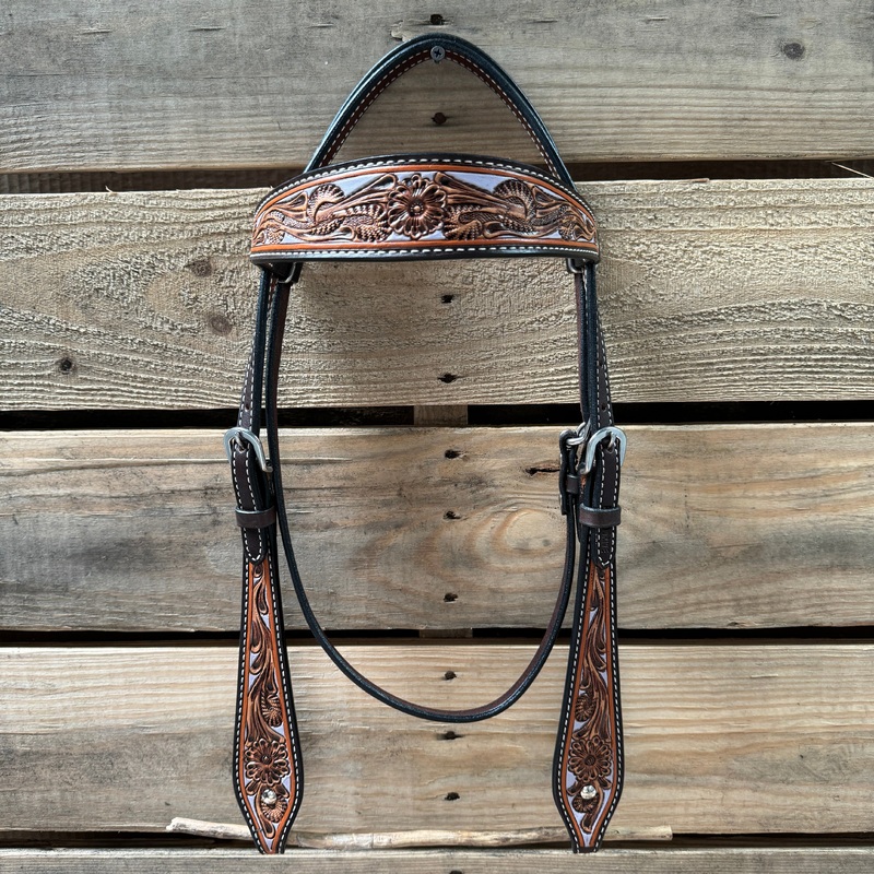 Hand Painted Floral Browband Headstall / Bridle #24380