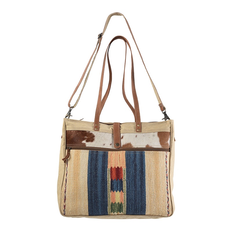 OHLAY KB184 TOTE Upcycled Wool Upcycled Canvas Hair-on Genuine Leather women bag western handbag purse