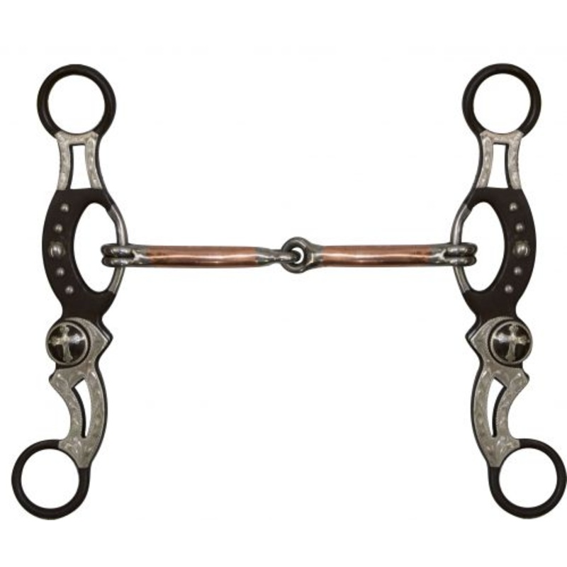 #239074: Showman  5″ Brown Steel Engraved Snaffle Bit