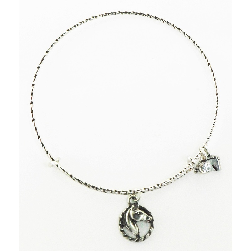 Finishing Touch Horse With Head Turned Textured Wire Adjustable Bangle