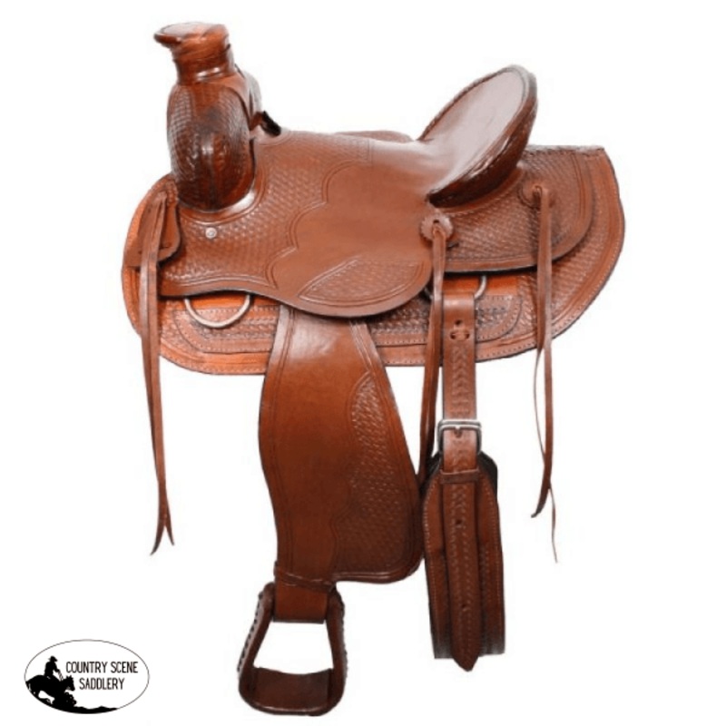 16″ Buffalo Bear trap wade style ranch saddle Product ID: 026 Semi QH Bar