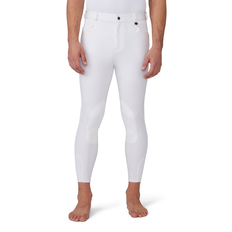Men’s EuroWeave DX  Suede Knee Patch Breech – White
