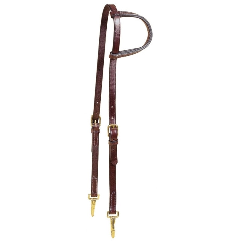 Tory Leather Slip Ear Training Headstall – Brass Snap Bit Ends