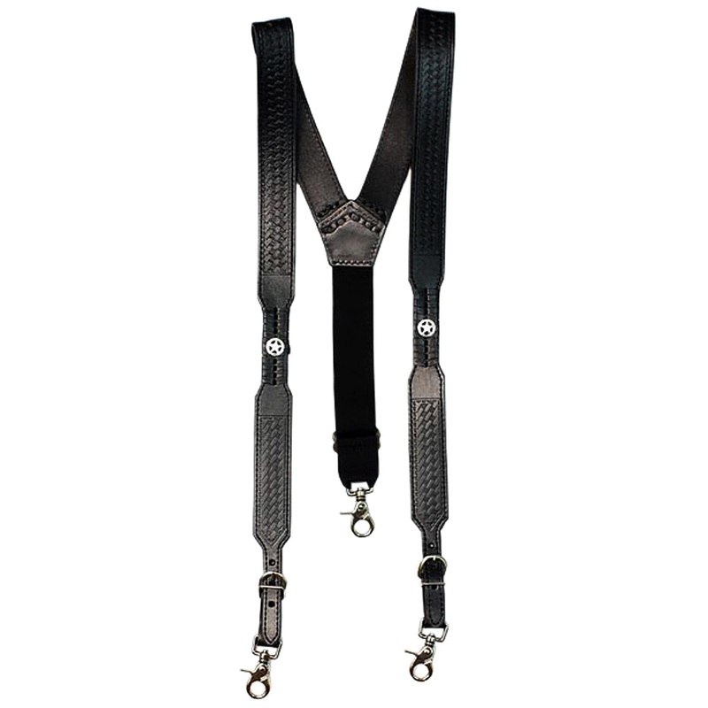 X Large Nocona Belt Mens Star Basket Leather Suspender Black
