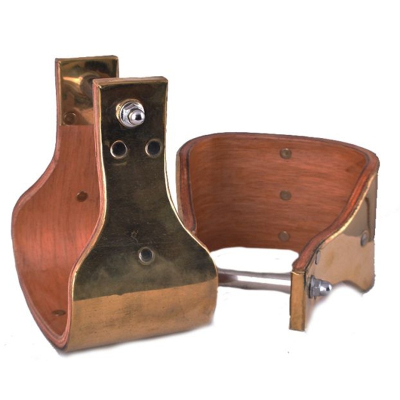 #22166-40B: Showman Polished Brass covered wood stirrups with 4″ tread