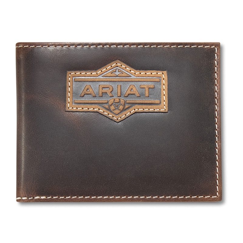 A3566502 Ariat Removable Passcase Leather Wallet with Ariat Patch – Brown