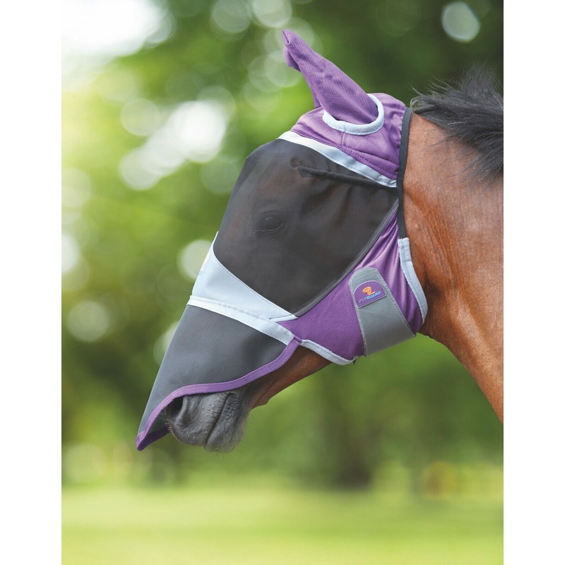 Shires Flyguard Deluxe Horse/Pony Fly Mask With Ears & Nose UV Protection,