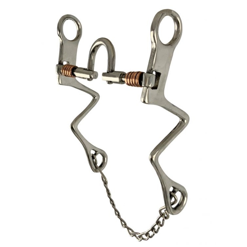 Showman  Stainless Steel 7 Shank Style Bit with Ported 5″ Mouth with copper rollers and chain curb