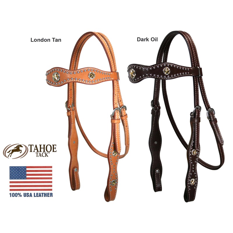 Tahoe Caballero Headstall with Stars and Spots Opulent Leather