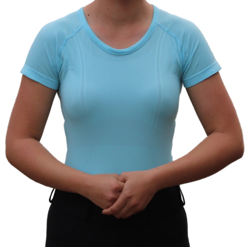 Divine Equestrian Chic Athletic Short Sleeve Shirt – Glacier Blue