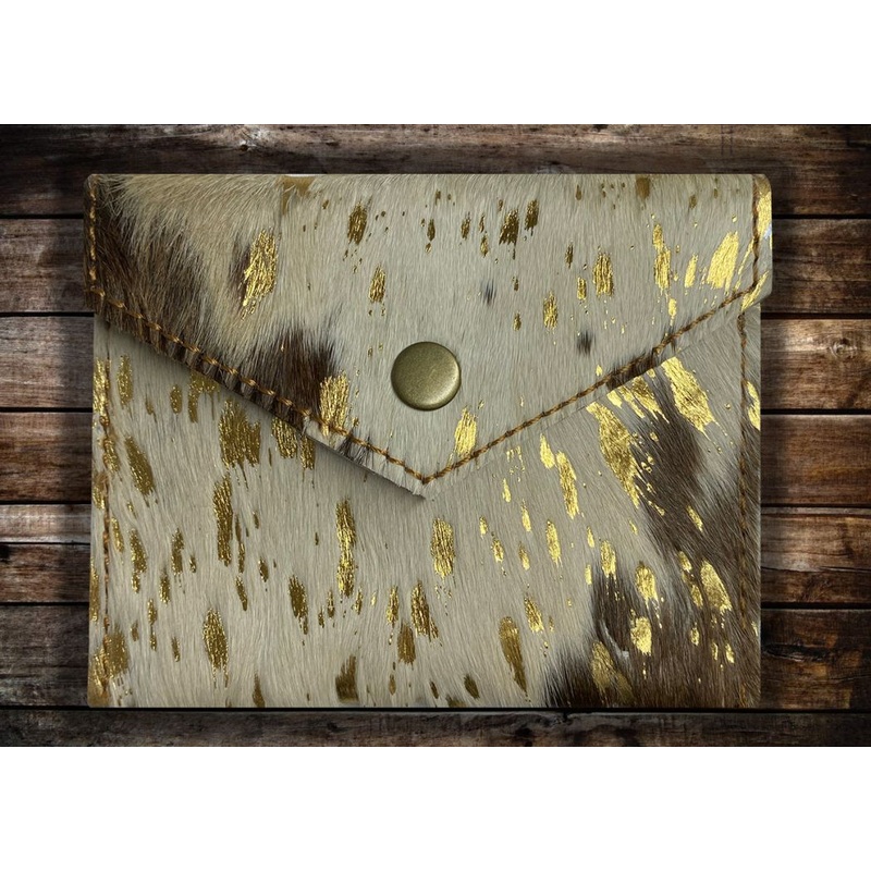 Showman Hair on Cowhide Gold Acid Wash Coin Wallet
