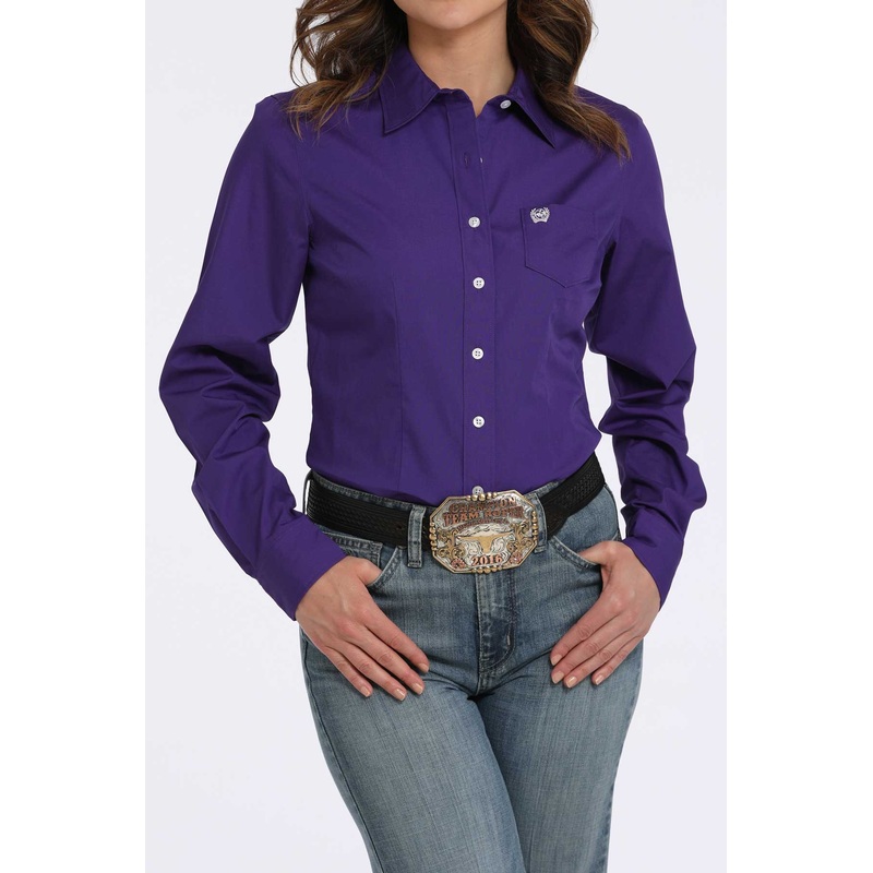 Womens L/S Solid Purple Shirt