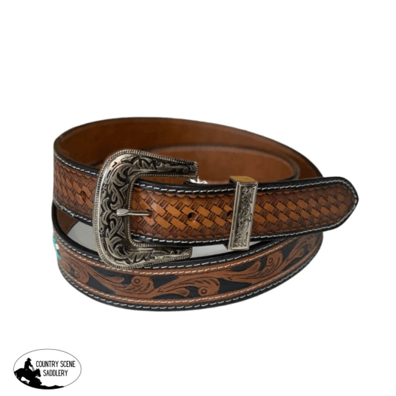 A8463 – Kava Leather Hand Carved Western Belt