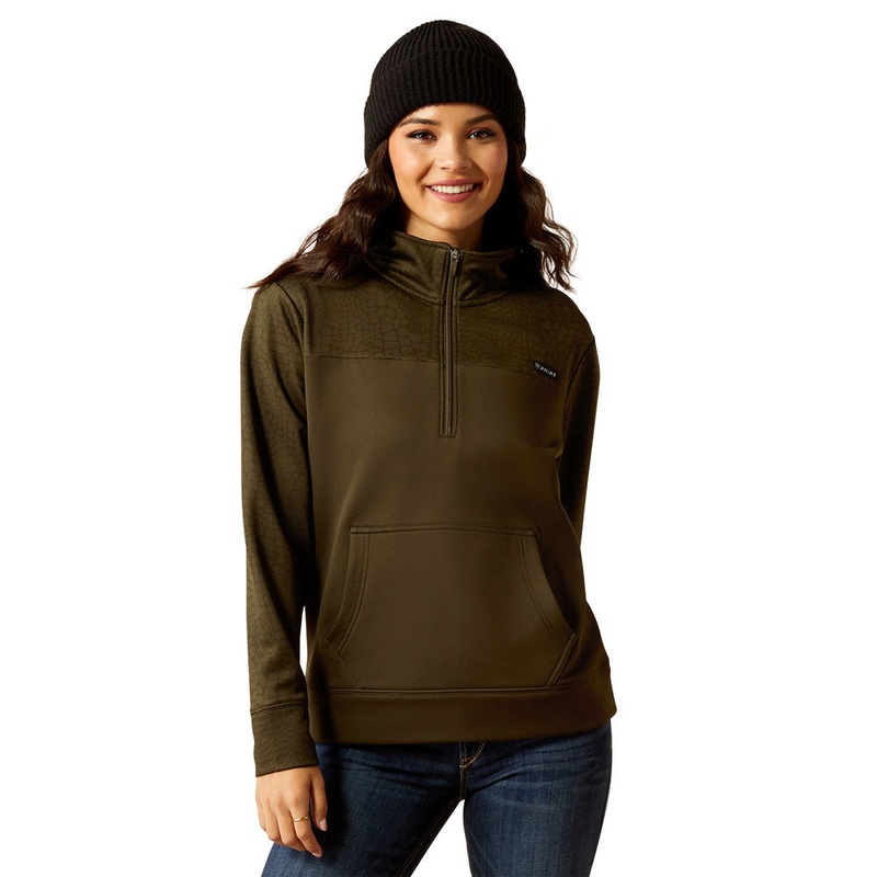 10052419 Ariat Women’s Tek Fleece 1/4 Zip Sweatshirt – Croc/Relic