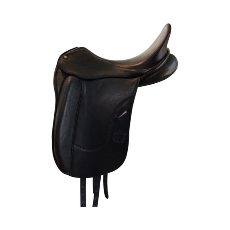 17.5″ Hennig Euro American Sofa Medium Tree Used Dressage Saddle – C