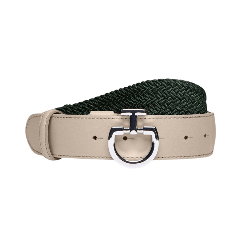 Cavalleria Toscana Elastic Logo Belt – Forest Green & Sand