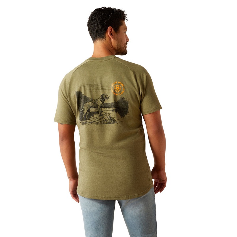 10054509 Ariat Men’s Rebar Cotton Strong Buddy T-Shirt – Sage Heather
