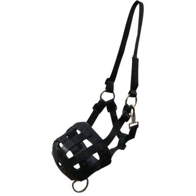 #23335: Showman adjustable nylon grazing muzzle with throat latch