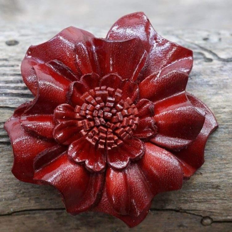 Red Carnation Leather Flower