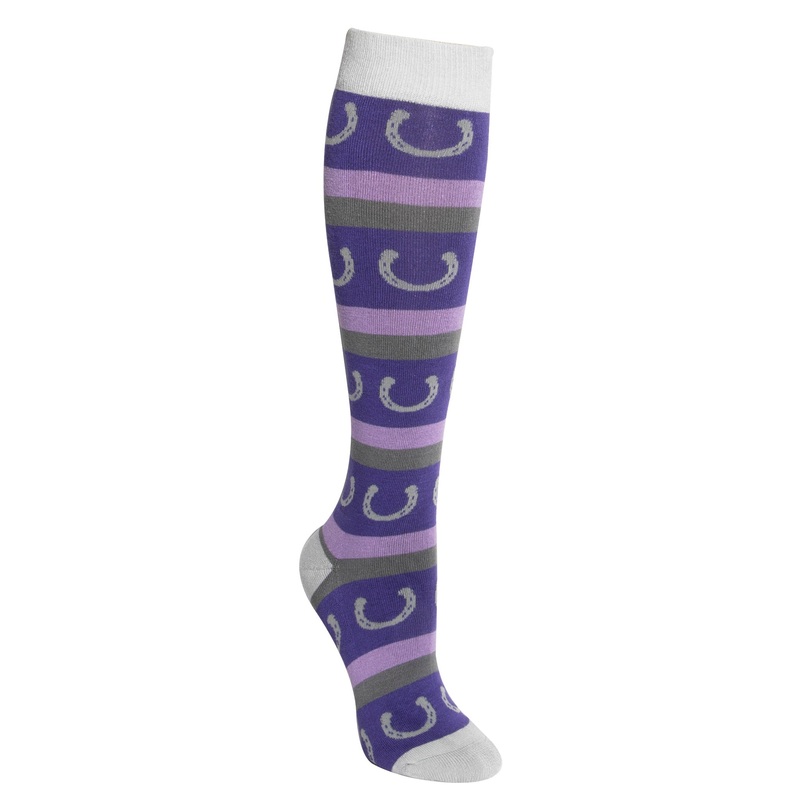 Women’s Bamboo Boot Sock – Lilac Horseshoe