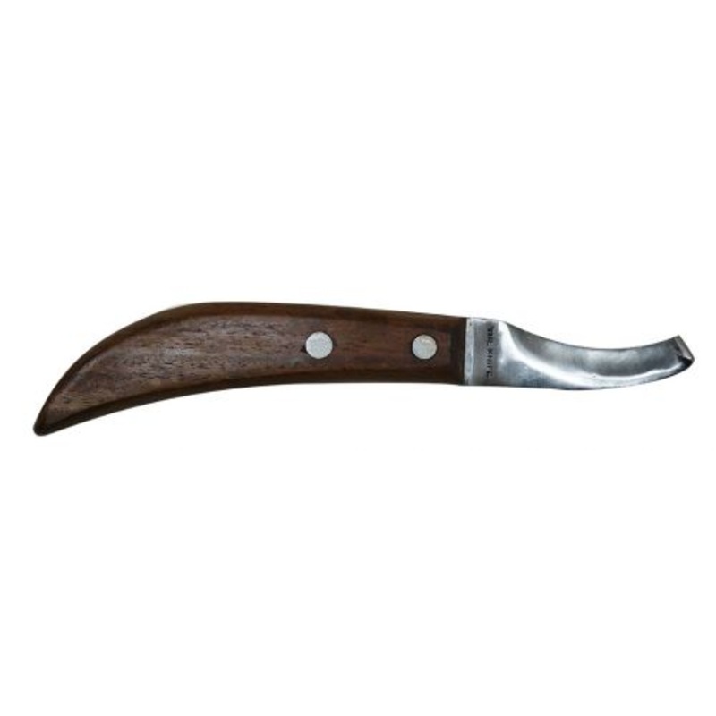 #1602: Professional qualityRight handed hoof knife with wooden handle