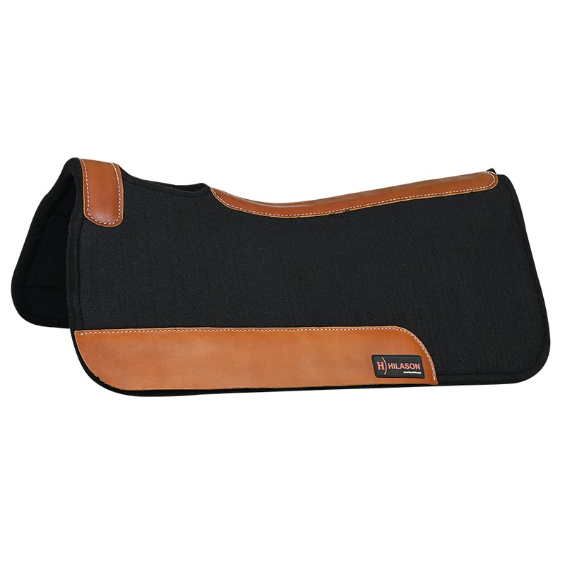 32X32 Hilason Western Contoured Horse Saddle Pad Wool Felt Square Black