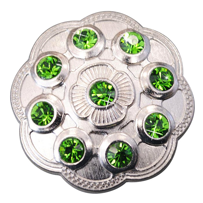 Western Screw Back Concho1 Green Crystal Floral Bling Headstall Cowgirl