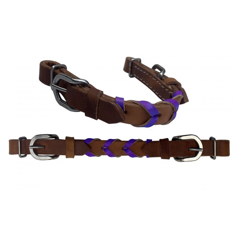 Showman   Argentina Cow Leather braided curb strap with accent leather color and buckles