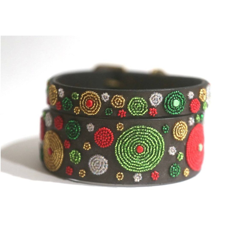 TKC Exclusive Holiday Dots Beaded Dog Collar