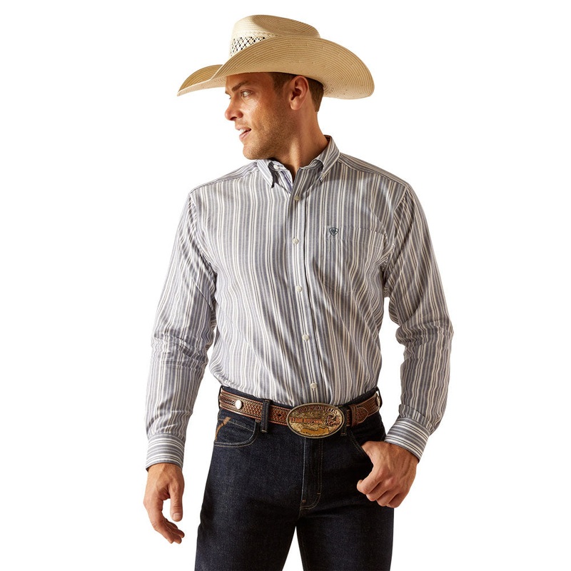 10051518 Ariat Men’s Pro Series Ross Classic Fit Long Sleeve Buttondown Shirt – Navy