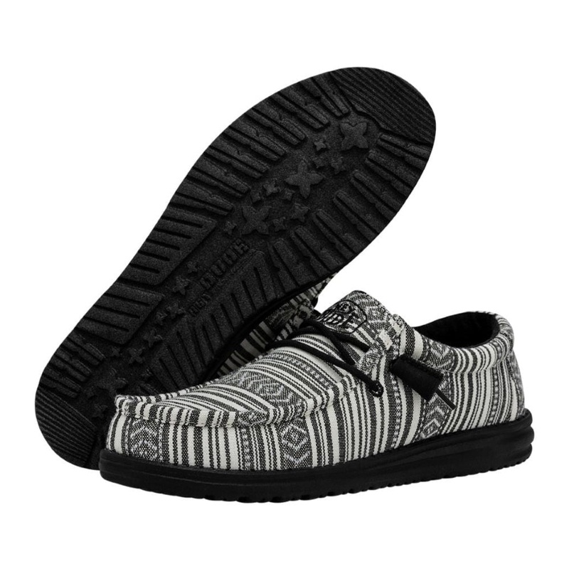 40017-0YB Hey Dude Wally Casual Shoe – Serape Black Gravel