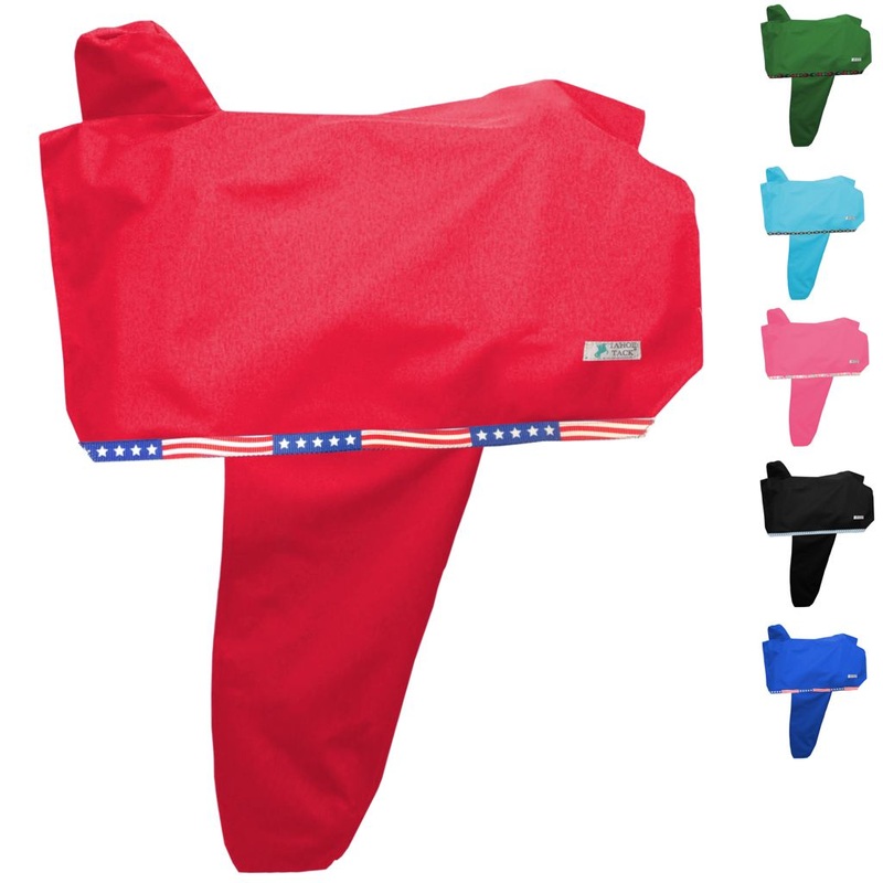 Tahoe Premium Heavy Duty Nylon Waterproof Western Saddle Cover with Six Elastic Holding Straps and Stirrup Covers – Fits Most Saddle Sizes and Types