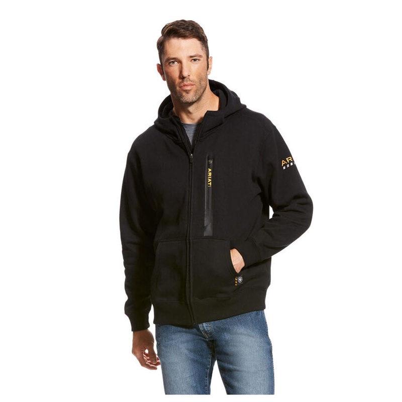 10023937 Ariat Men’s Rebar Workman Full Zip Hoodie Sweatshirt – Black