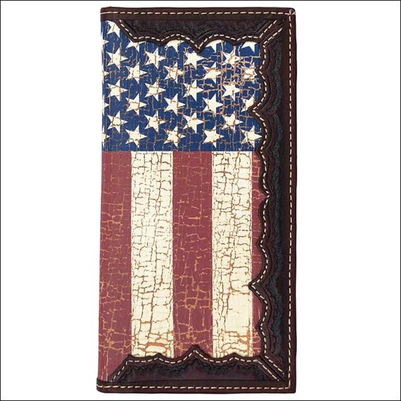 7 1/4″ X 3 1/2″ 3D Brown Western Hand Tooled Vintage Leather Mens Rodeo Wallet