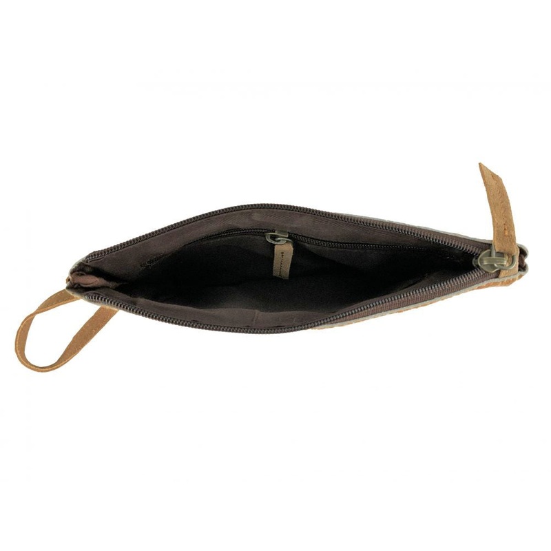 Showman  Teal Acid Wash Hair on Cowhide clutch with Wristlet