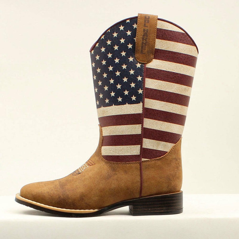Twister Double Barrel Jacob Flag Pattern Youth and Toddler Western Cowboy Boot